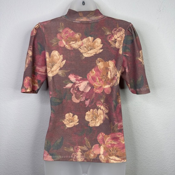 Let Me Be Anthropologie Shirt Womens S Floral Mock Neck Romantic Cottagecore - Picture 2 of 8
